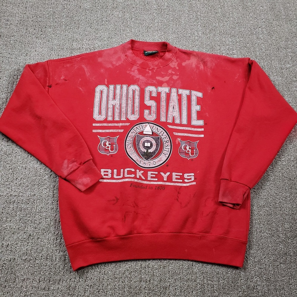 Ohio State Buckeyes Sweatshirt Mens XL Red Vintage 90s American Eagle Thrashed